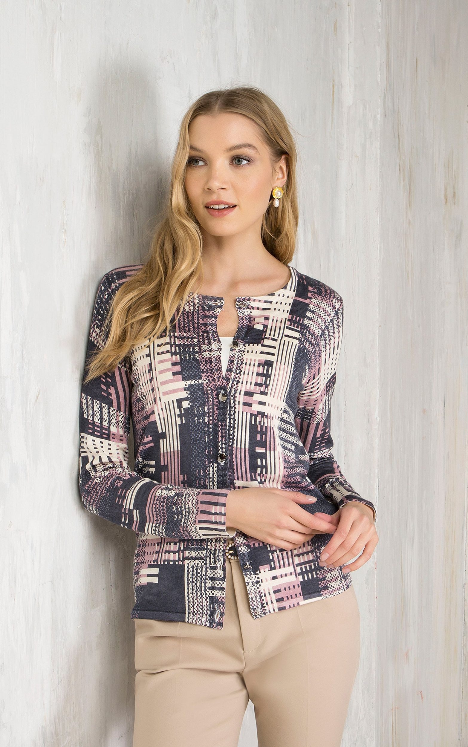 Passioni 2-in-1-Strickjacke Twinset in modernem Muster günstig online kaufen