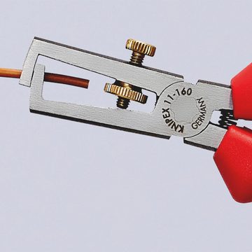 Knipex Abisolierzange 11 02 160 mit Öffnungsfeder, universal, 1-tlg., schwarz atramentiert, mit Mehrkomponenten-Hüllen 160 mm