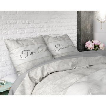 Bettwäsche TRUE DREAMS 2 GRAU- Bettbezug & Kissenbezüge, Sitheim-Europe, Baumwolle, 3 teilig, Weich, geschmeidig und wärmeregulierend