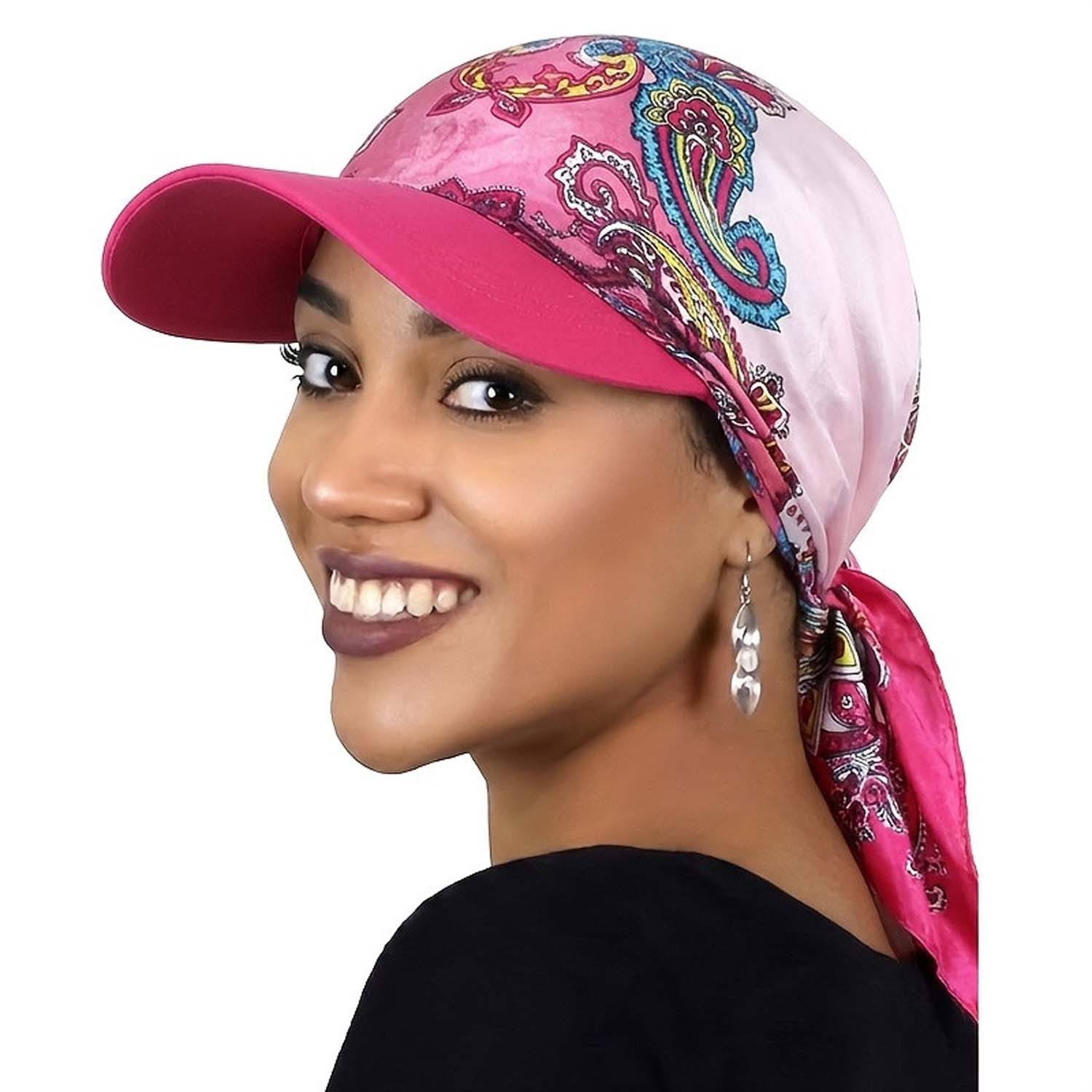 nsihing Turbanmütze Mütze mit Kopftuch für Damen Kopftuch mit Krempenvisier