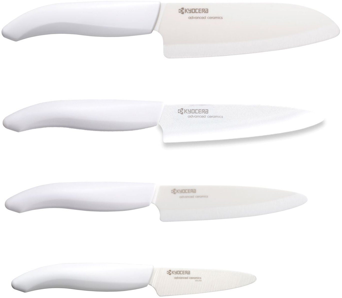 4 Bambus-Messerblock 3in1 inklusive GEN white (5tlg), Aufstellen Aufhängen zum und - Messer, Schublade, geegnet KYOCERA Messerblock für