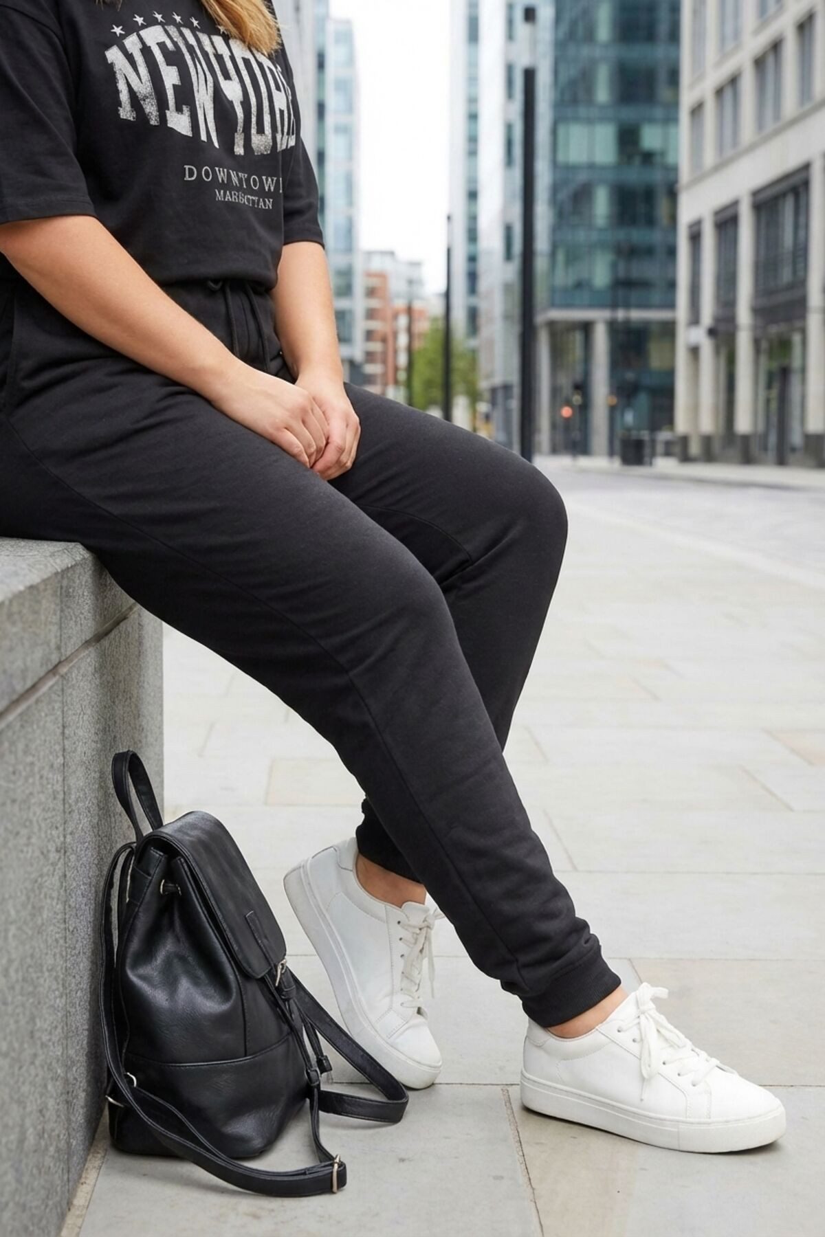 Stil Diva Sweatponcho Jogginghose in Übergröße mit elastischem Bund, Bündchen und Taschen