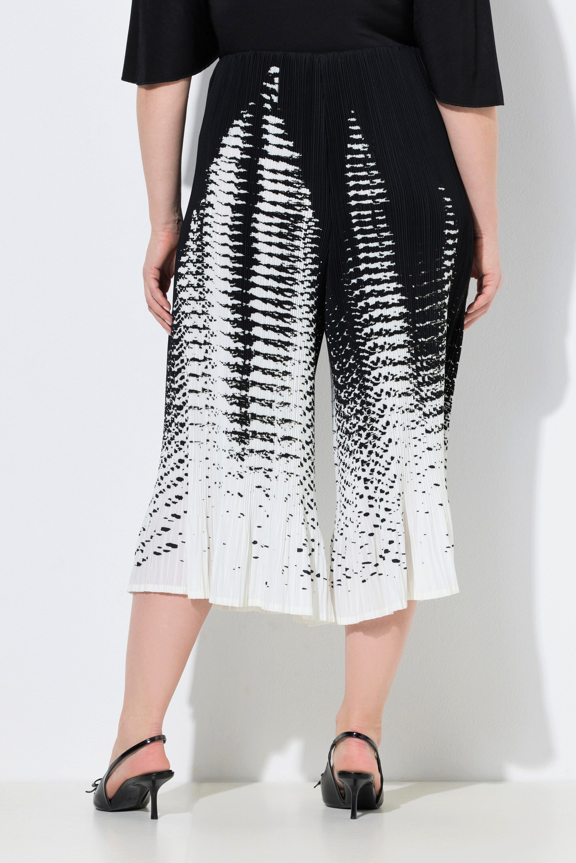 Ulla Popken Schlupfhose Plissee-Culotte bedruckt weites Bein Elastikbund