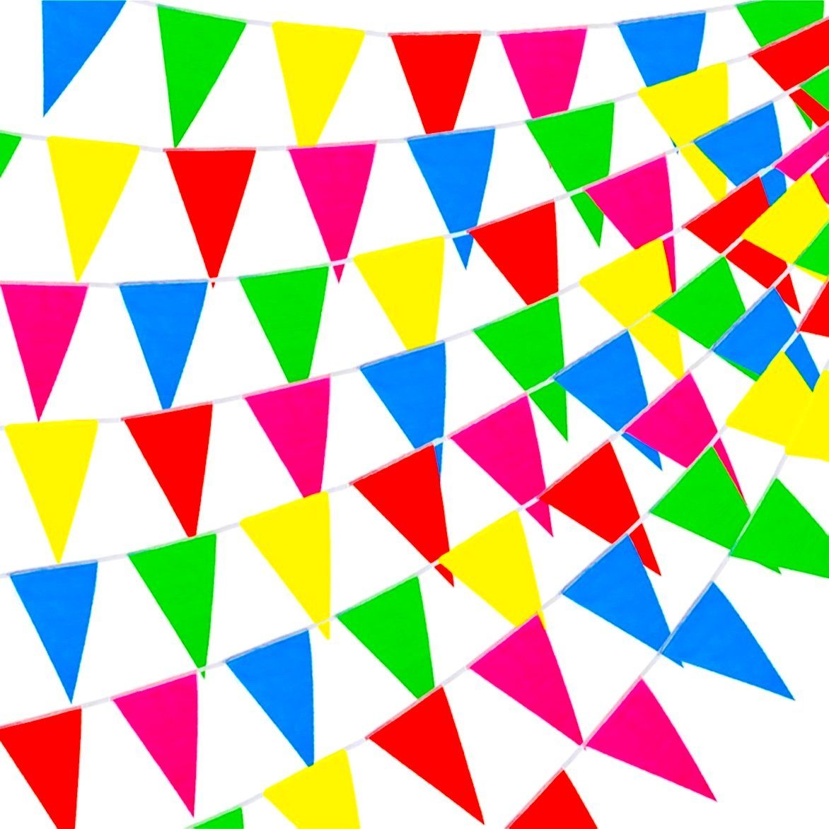 Dekotalent® Hängedekoration 1x Wimpelkette Stoff 100 Meter bunt Girlande zum Aufhängen Party Deko (1 St., 1x Wimpelkette), Reißfest / 100m lang / strahlende Цвета(ов)