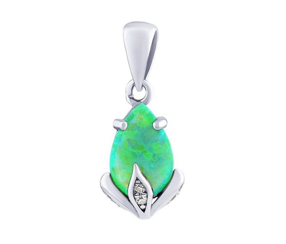 Silvego Anhänger Silver Clarissa Pendant with Green Opal and Brilliance Zirconia