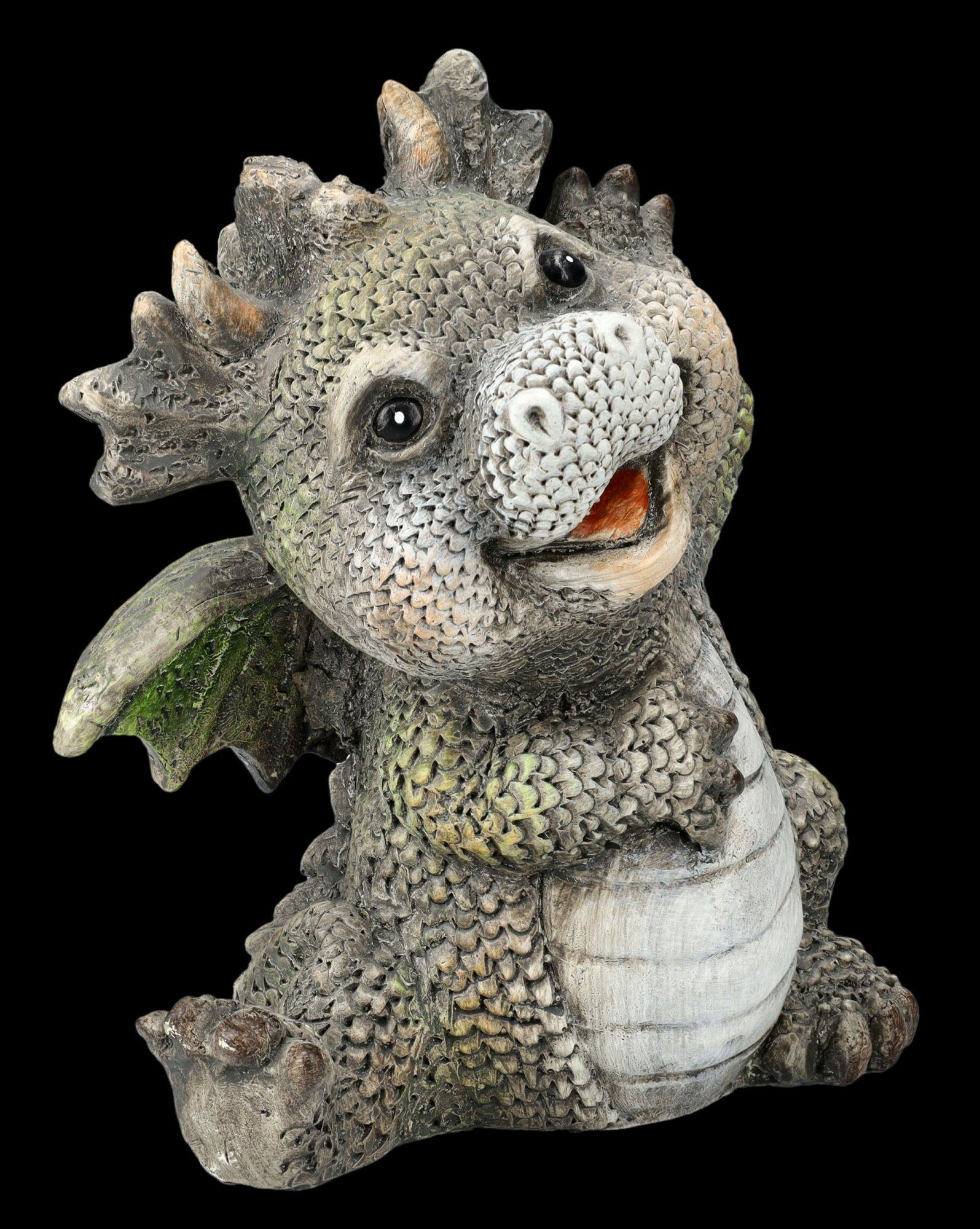 Figuren Shop GmbH Gartenfigur Gartenfigur - Lachender Drache - Fantasy Deko günstig online kaufen