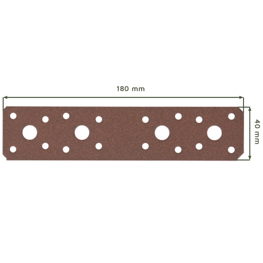 mm, DURAVIS® Holzkonstruktionsbeschlag Alberts 180x40 Duplexbeschichtet Flachverbinder Rostbraun