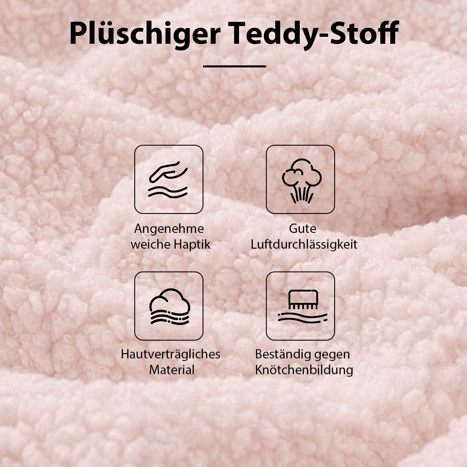 Hoolamyie Drehstuhl Ergonomischer Chefsessel aus Teddy-Stoff mit Fußstütze, bis 200 kg, Teddy-Stoff-Bezug, Federkernpolsterung, leise Rollen