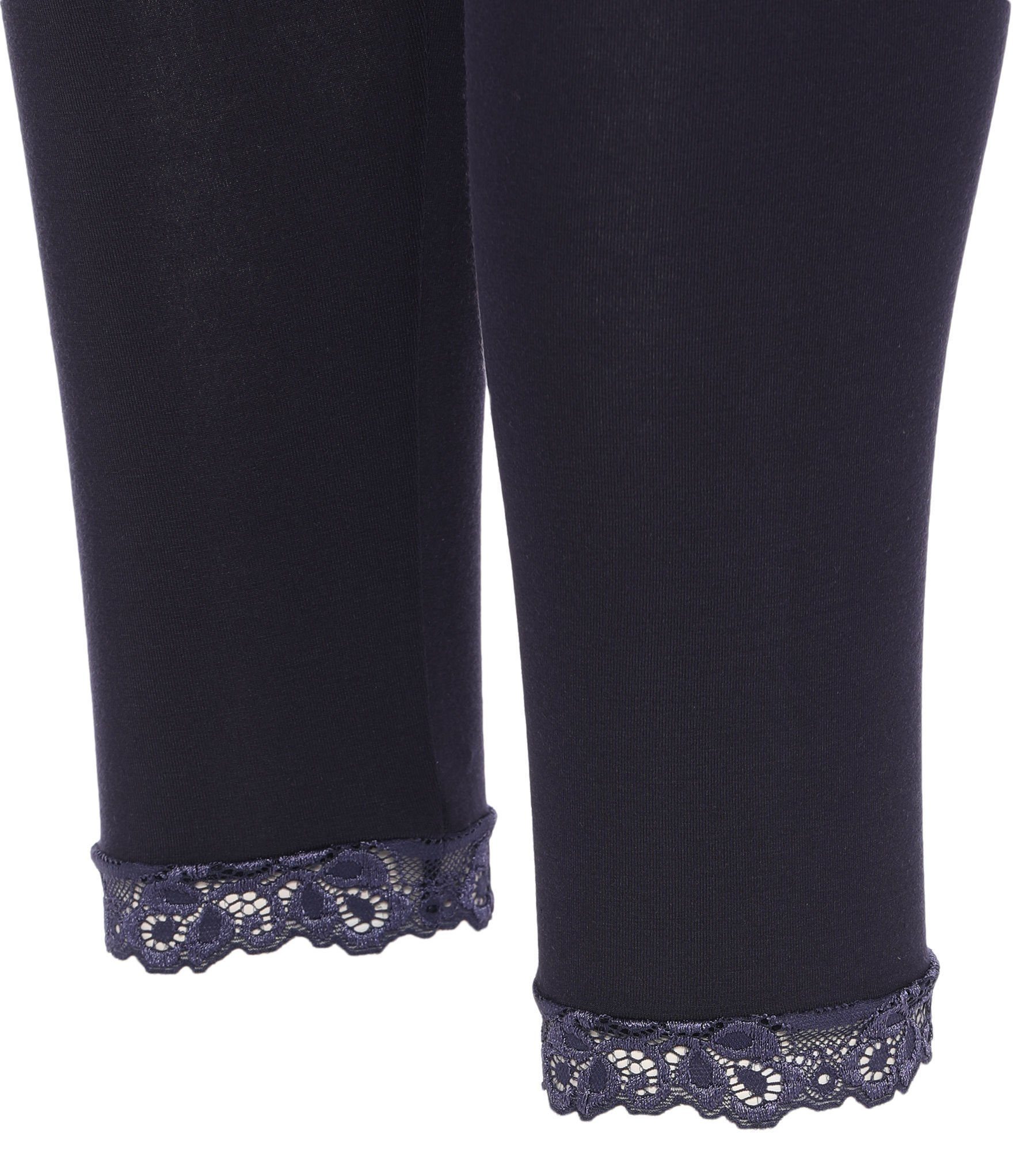 Pure Shape dunkelblau elastisch Schlafhose mit Leggings Spitzensaum