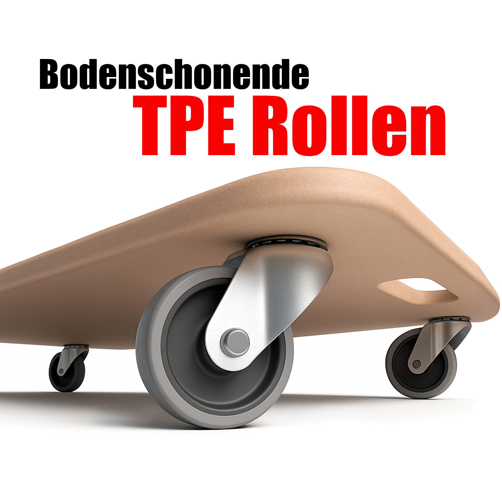 BigDean Schwerlastrolle Materialtransporter 250kg Schwerlast Möbelroller, (Set, 1-St., Möbelroller), Möbelhund, Möbelroller, MDF-Natur, Antirutschpads, Sanfte TPE-Rollen