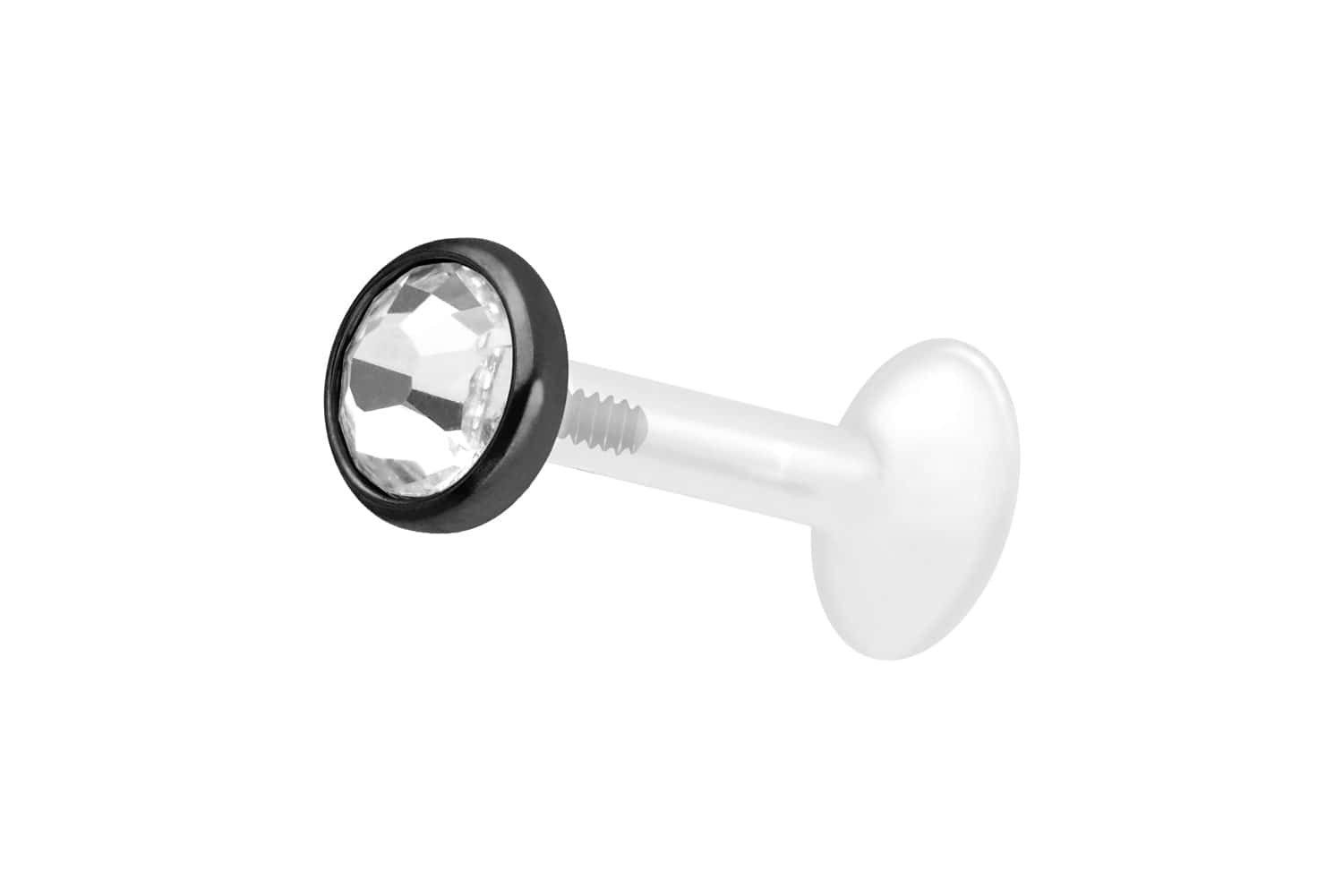 PIERCINGLINE Piercing-Set PTFE Labret mit Innengewinde + Titan-Aufsatz KRISTALLDISC (Labrets, 1-tlg)