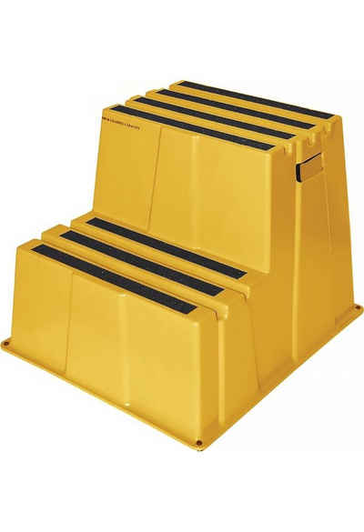 TWINCO Klapptritt Schwerlasttritt Stufen einschl. Plattform 2 Plattformhöhe 500 mm Kunststoff gelb