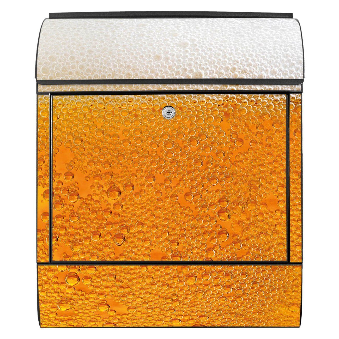 Bier (Wandbriefkasten Stahl 14cm 39 Wandbriefkasten witterungsbeständig, banjado mit Zeitungsfach), x 47 schwarz pulverbeschichtet, x