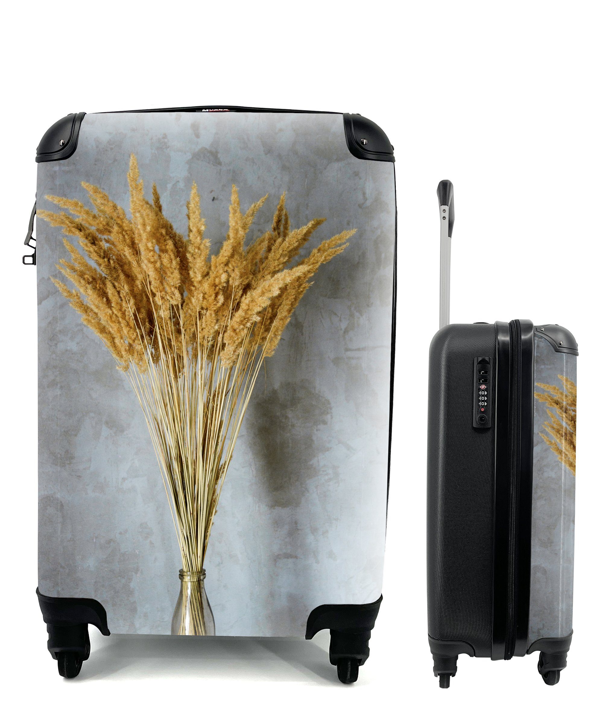 MuchoWow Handgepäckkoffer Getrocknete Blumen - Vase - Stilleben, 4 Rollen, Reisetasche mit rollen, Handgepäck für Ferien, Trolley, Reisekoffer