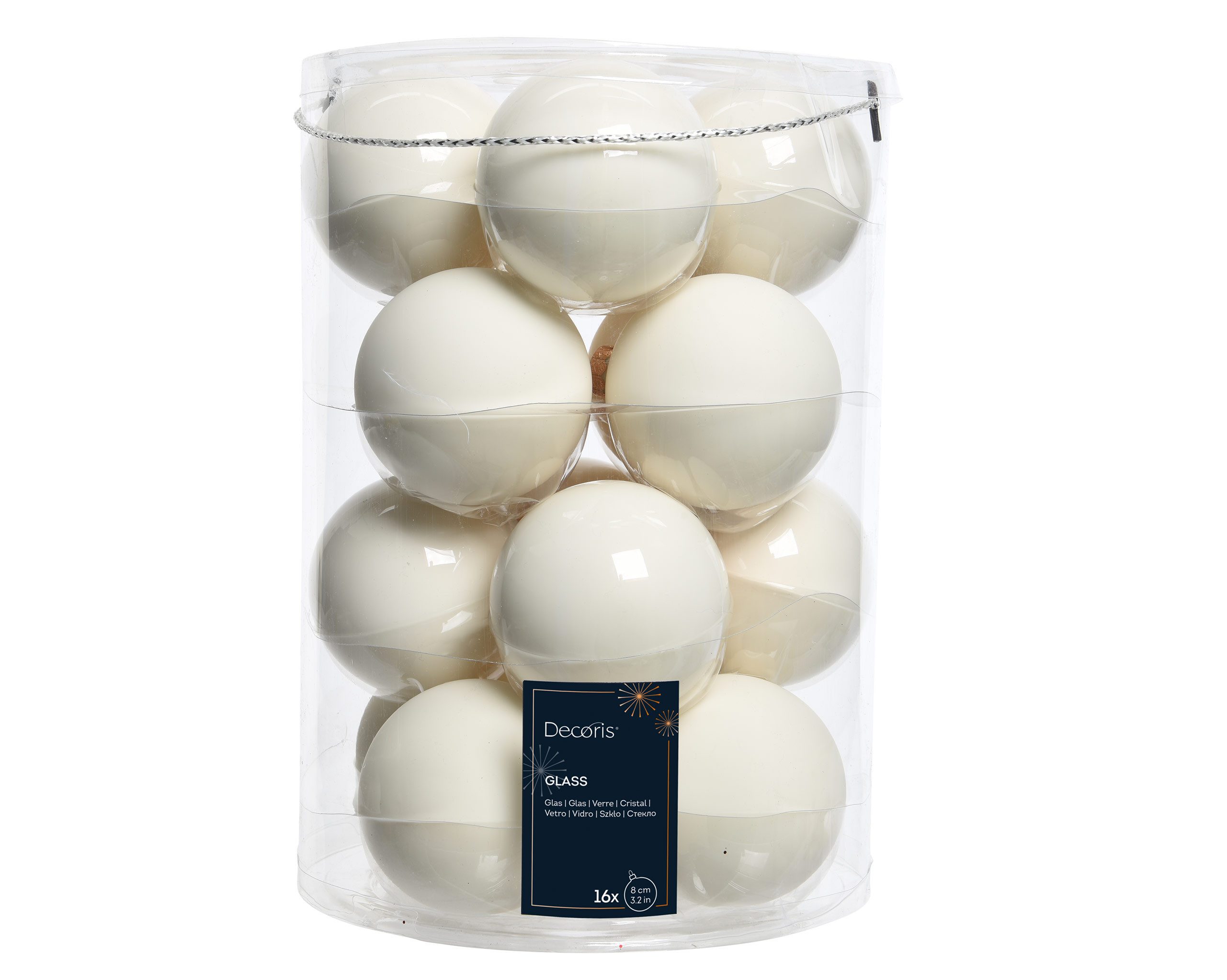 Kaemingk Weihnachtsbaumkugel, Новогодние шары Glas 8cm 16 Stück - Wollweiß