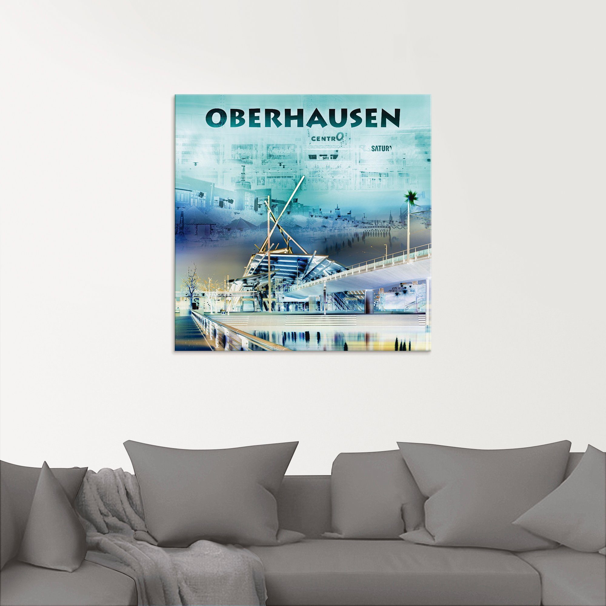 Artland Glasbild Oberhausen verschiedenen Abstrakte Deutschland St), in (1 Größen Collage, Skyline