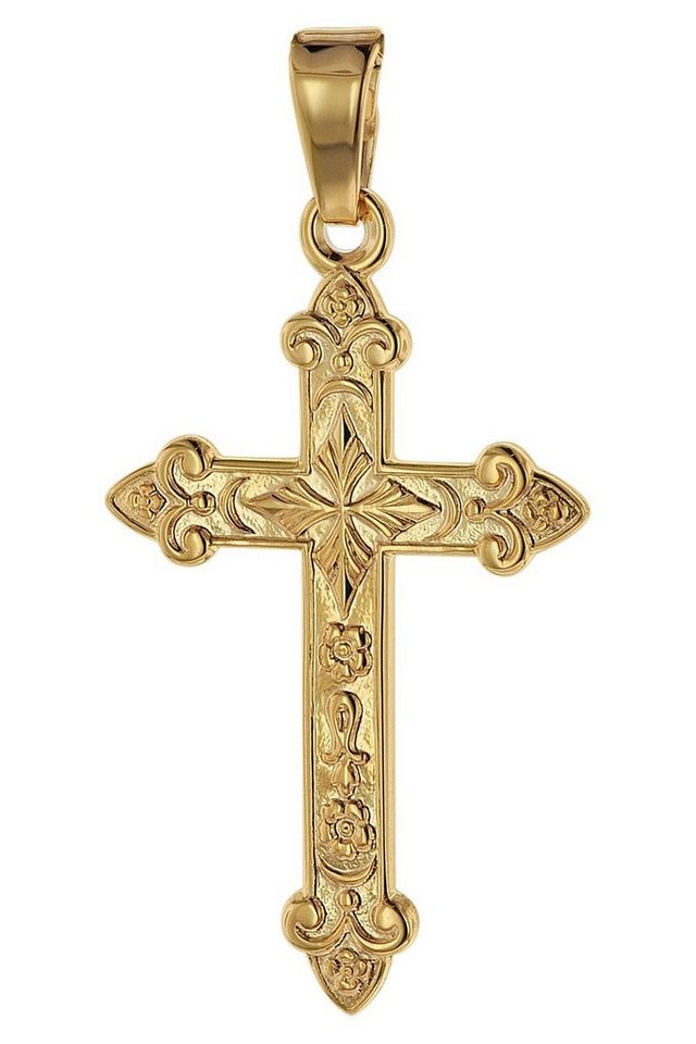 trendor Kreuzanhänger Kreuz- Gold 750 (18 Karat) 32 x 16 mm