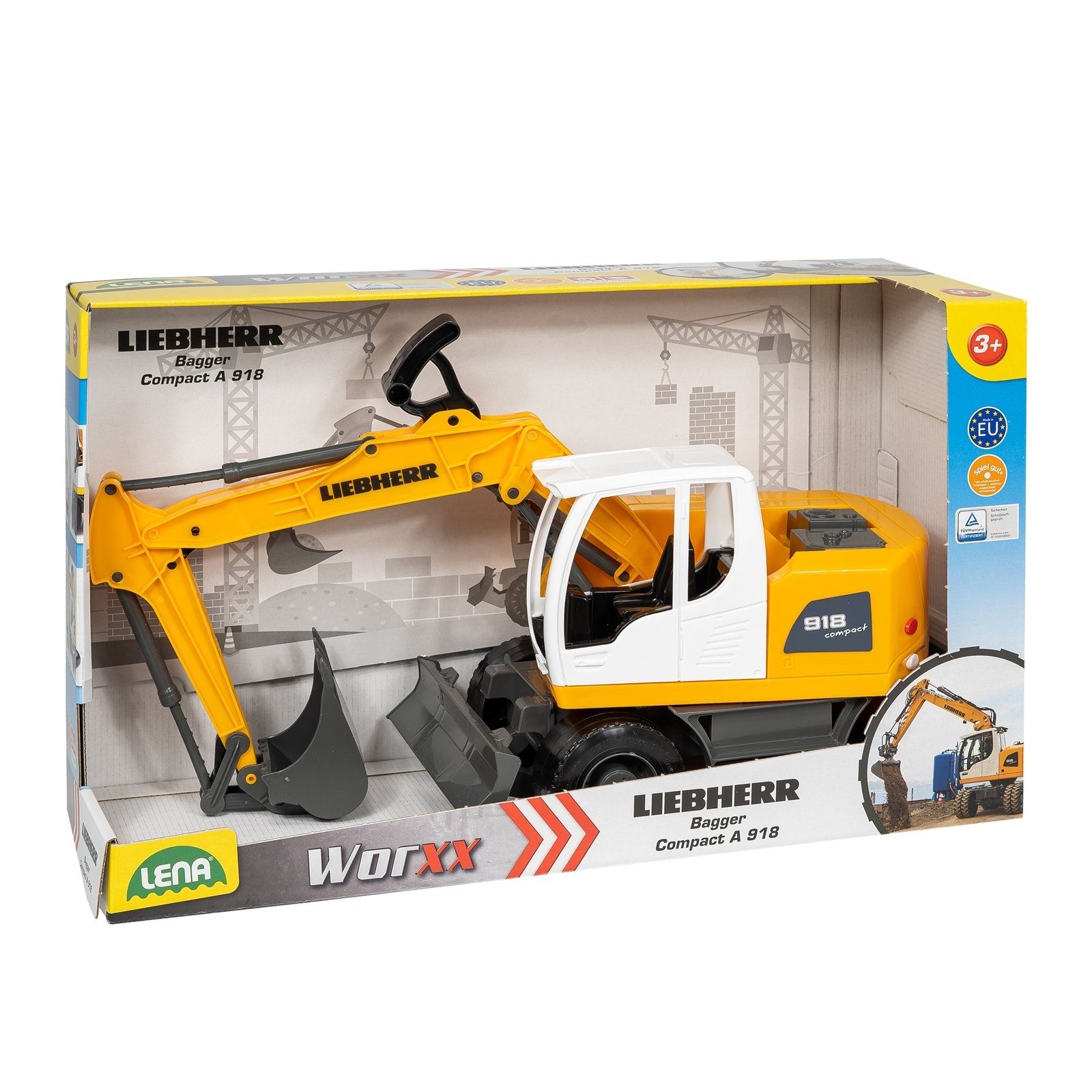 Pelleteuse Jouet Liebherr A918 WORXX - 48cm - Pour Enfants Dès 3 Ans - Bras Fonctionnel - Jaune