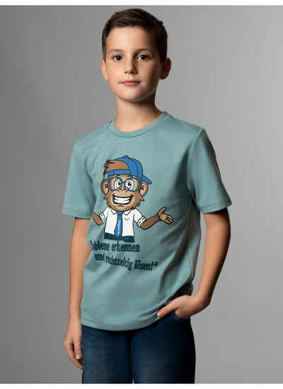 Trigema T-Shirt TRIGEMA Spruch Shirt mit lustigem Affen-Print (1-tlg)