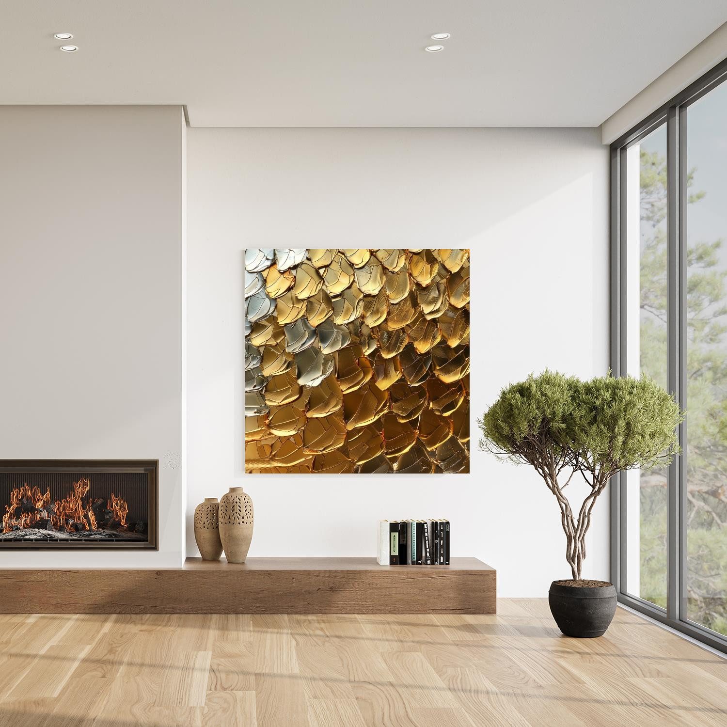 queence Acrylglasbild Goldene Schlangenhaut, Abstrakt, Abstrakte, Formen, Gemälde, Kunst (1 St), HD Premium Kunstdruck in Galeriequalität