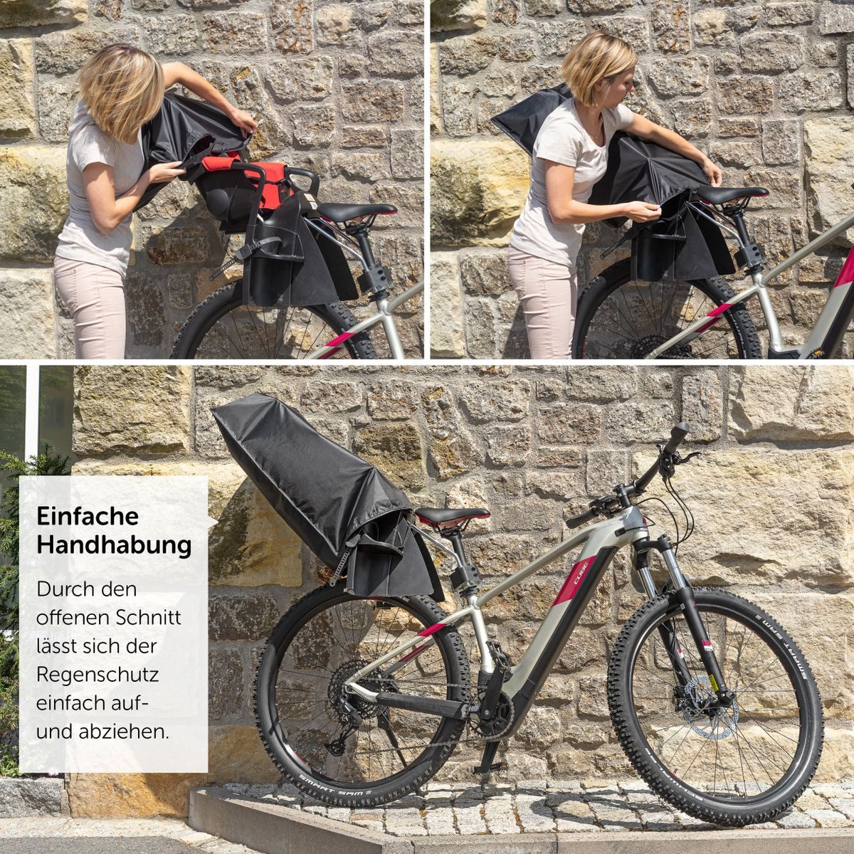 Zamboo Fahrradkindersitz Schwarz, Regenschutz für Fahrradkindersitz Abdeckung Kinder Fahrradsitz