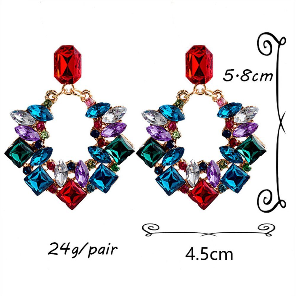 Dekorative Paar Ohrhänger Modisches für Paar Ohrringe mit Frauen Ohrringe Bunt-2 Strasssteinen