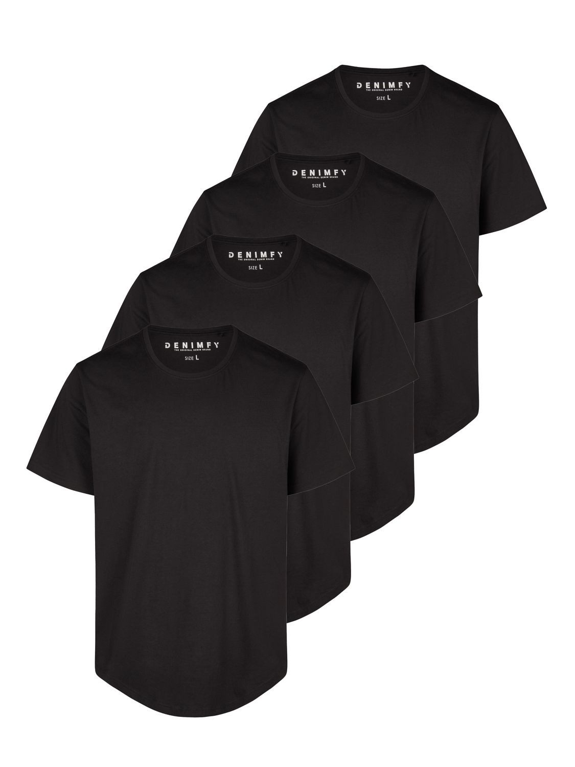 DENIMFY T-Shirt Herren Basicshirt DFPaco 4er Pack Regular Fit (Vorteilspack, 4-tlg) Kurzarm Tee Shirt mit Rundhalsausschnitt aus 100% Baumwolle