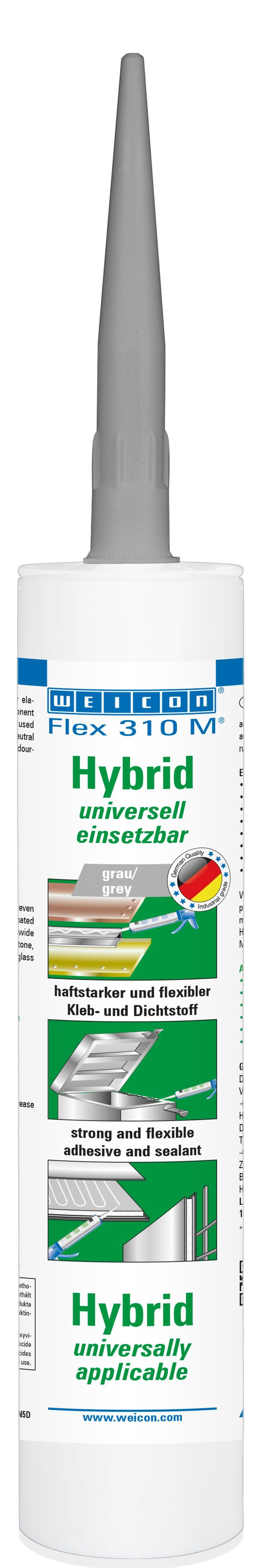 WEICON Dichtstoff WEICON Flex 310 M Hybrid 310 ml grau, (haftstark), universell einsetzbar, dauerelastisch, schnellhärtend, haftstark