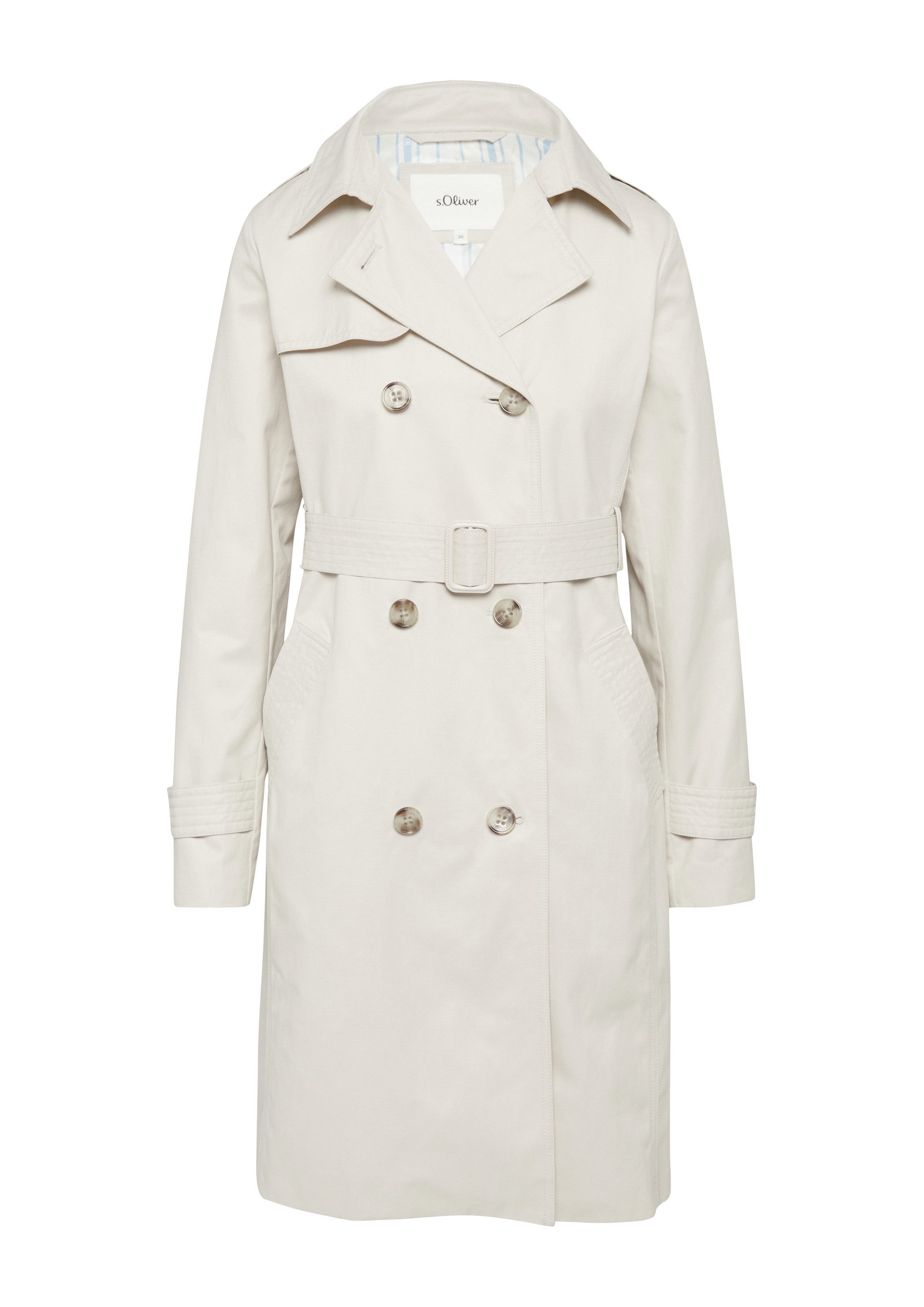 s.Oliver Trenchcoat Outdoor-Mantel Trenchcoat mit Streifen-Futter
