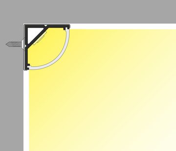 ALUMINO Lichtleiste, LED-Aluprofil Eckprofil Weser 200cm eloxiert mit einklickbarer Abdeckung Opal für 12mm LED-Streifen inkl. 4 Clips und 2 Endkappen