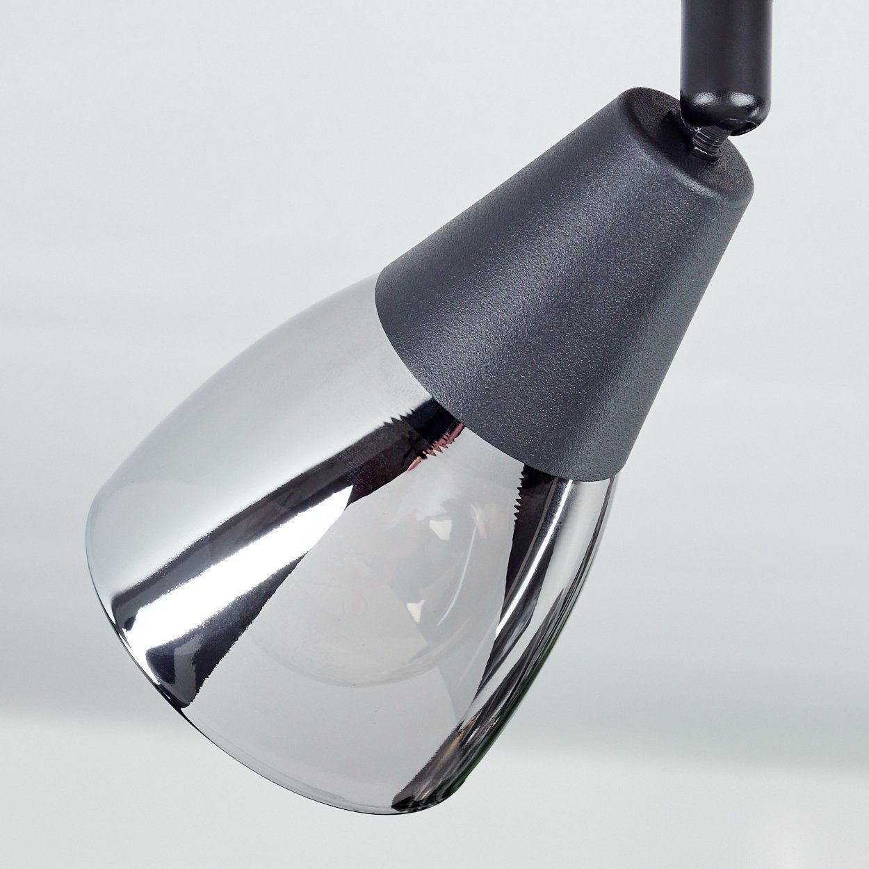 E14, Metall/Holz/Glas Deckenlampe verstellbaren ohne Schirmen, mit x Leuchtmittel in ohne hofstein Deckenleuchte aus Schwarz/Natur/Rauchfarben, 4 Leuchtmittel, moderne