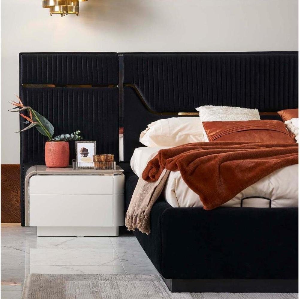 Made Set Luxus Schlafzimmer-Set Holz Europa Bettrahmen (6-St., Nachttische/Kleiderschrank/Kommode/Spiegel), Doppelbett Blau 6tlg Schlafzimmer JVmoebel in Design, Bett/2x