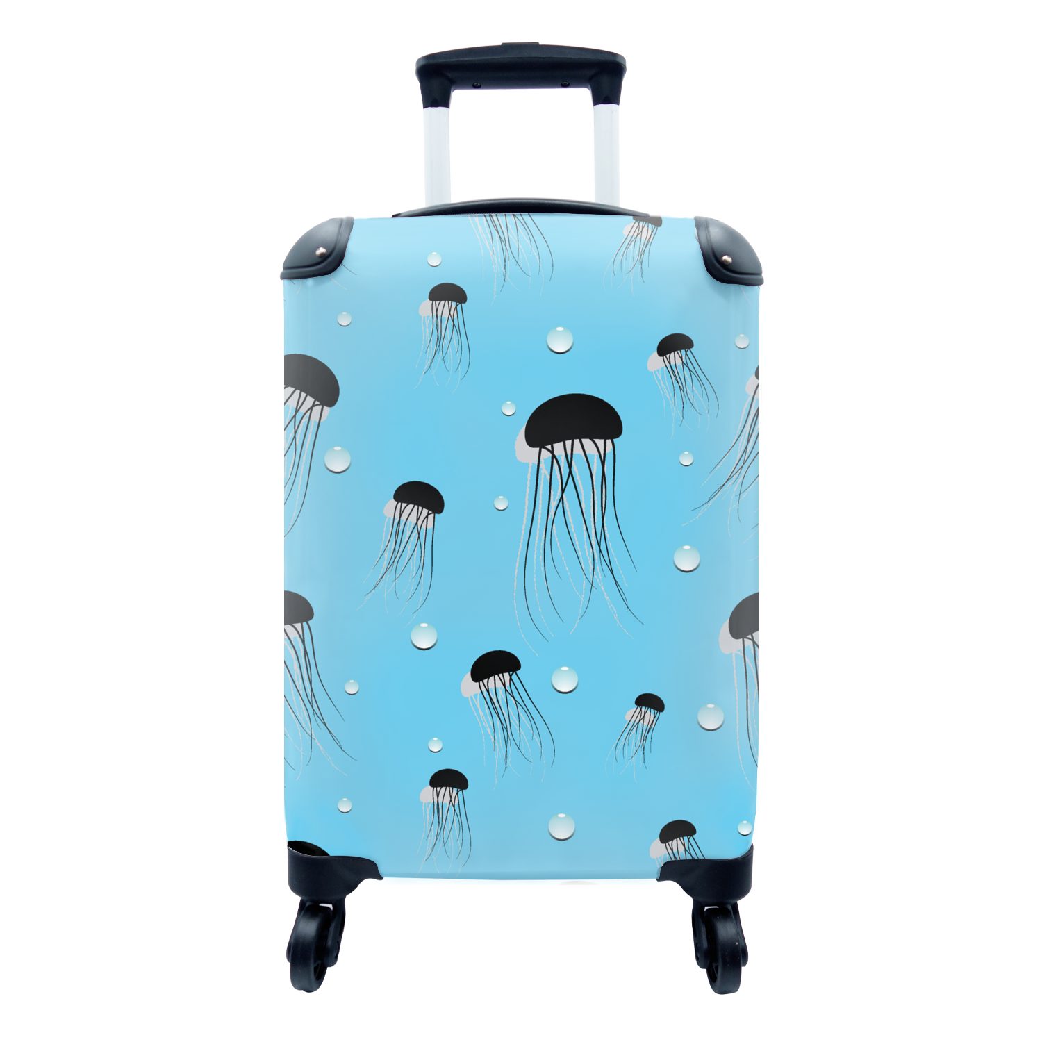 MuchoWow Handgepäckkoffer Reisetasche Tiere Muster, Rollen, rollen, Trolley, für Reisekoffer mit Ferien, 4 - Handgepäck - Quallen