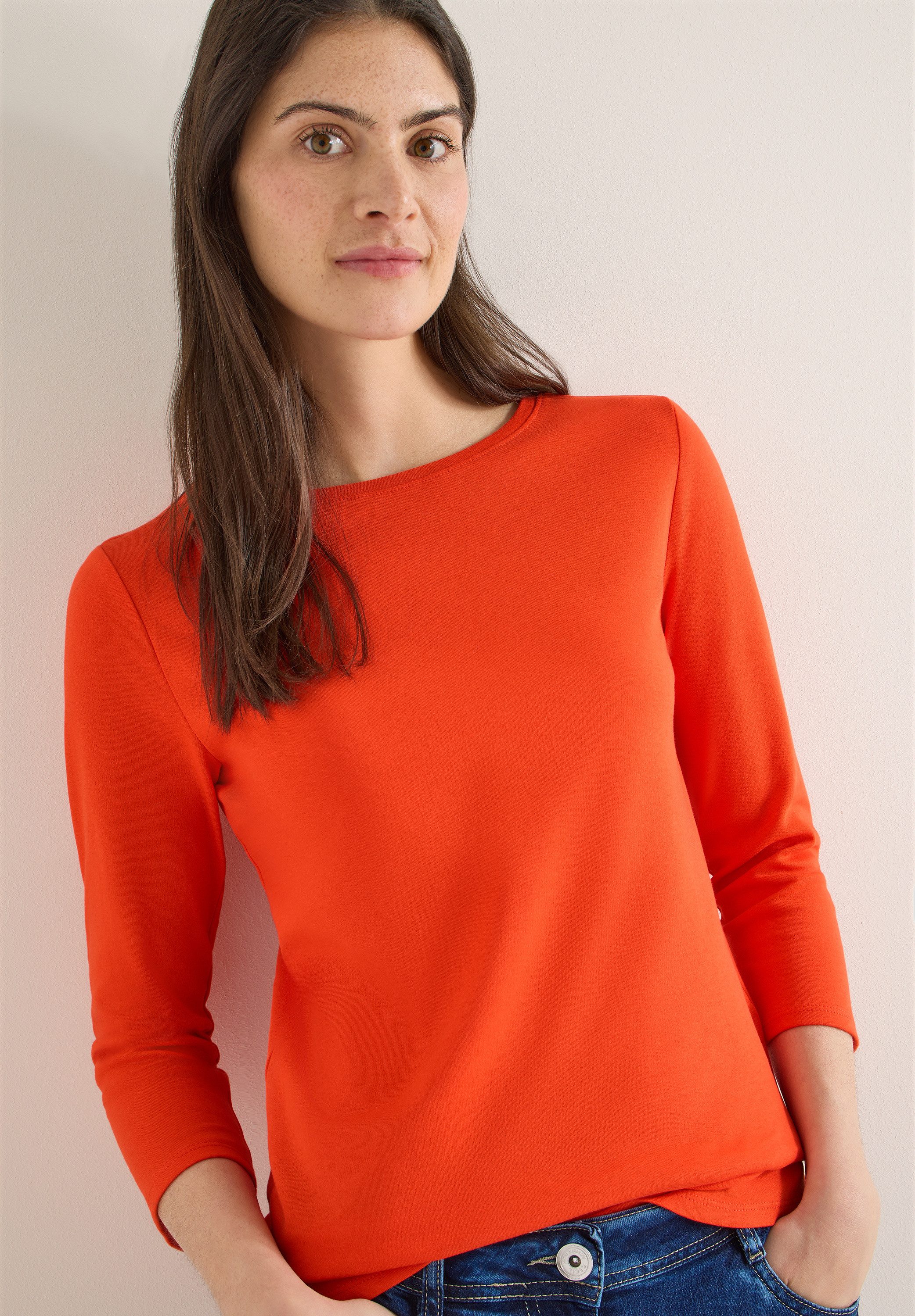 3/4-Arm-Shirt Basic Boatneck