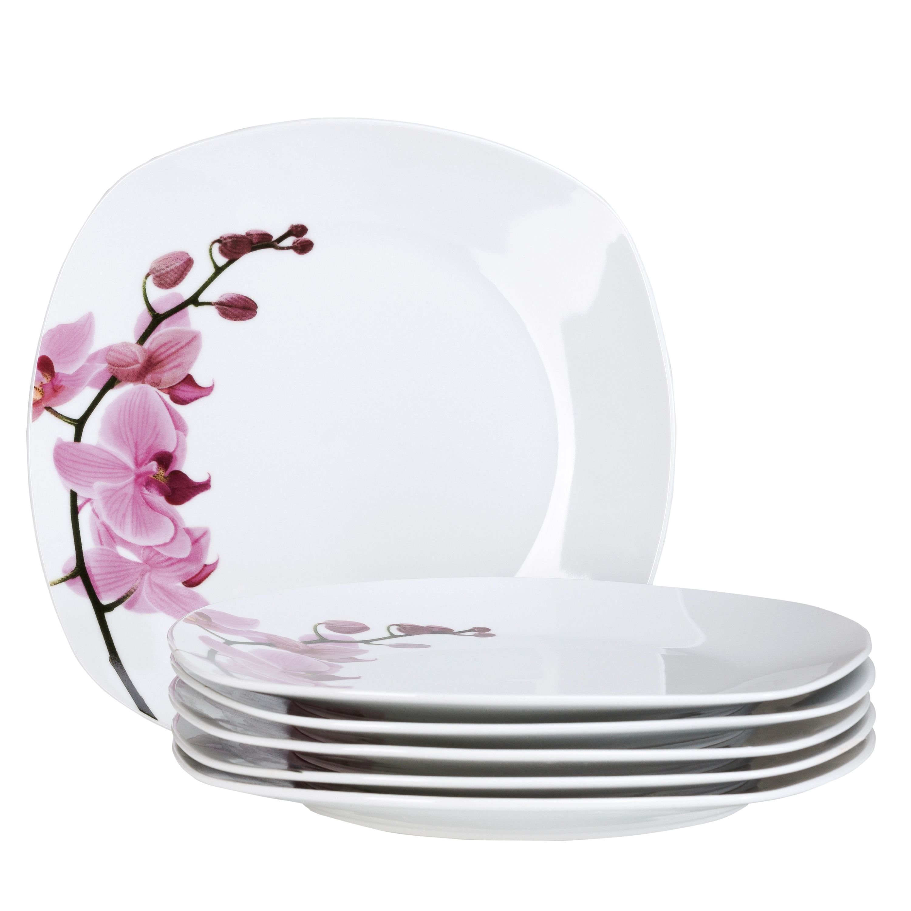 Speiseteller 6er Set Essteller flach Kyoto Orchidee 25cm
