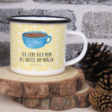 Mr. & Mrs. Panda Dekobecher Kaffee Tasse - Gelb Pastell - Geschenk, Genuss, Becher, Metalltasse, (1 St), Liebevolles Design
