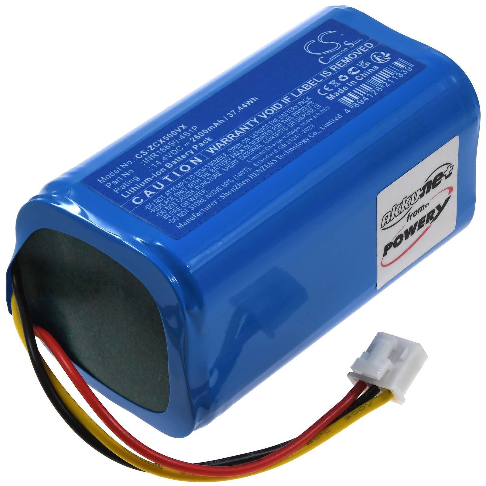 Powery Akku für EZIclean Typ INR18650-4S1P Staubsauger-Akku 2600 mAh (14.4 V)