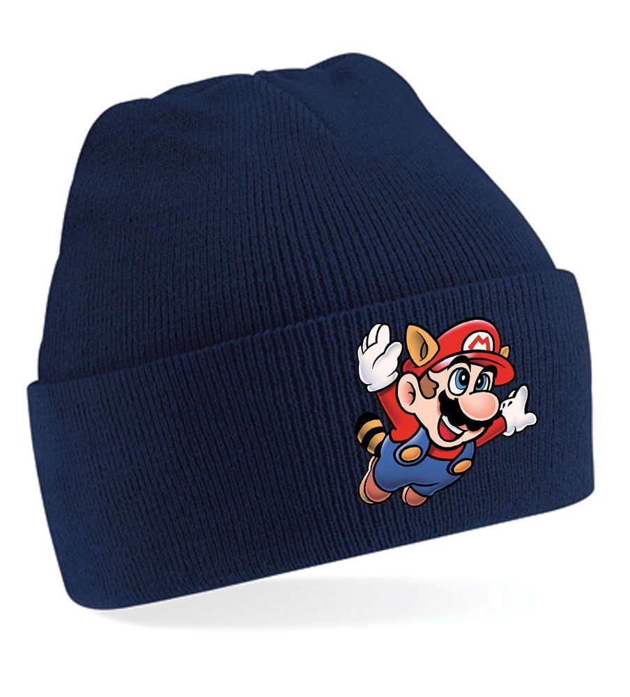 Blondie & Brownie Beanie Unisex Erwachsenen Mütze Super Mario 3 Fligh Nintendo Gaming Navyblau