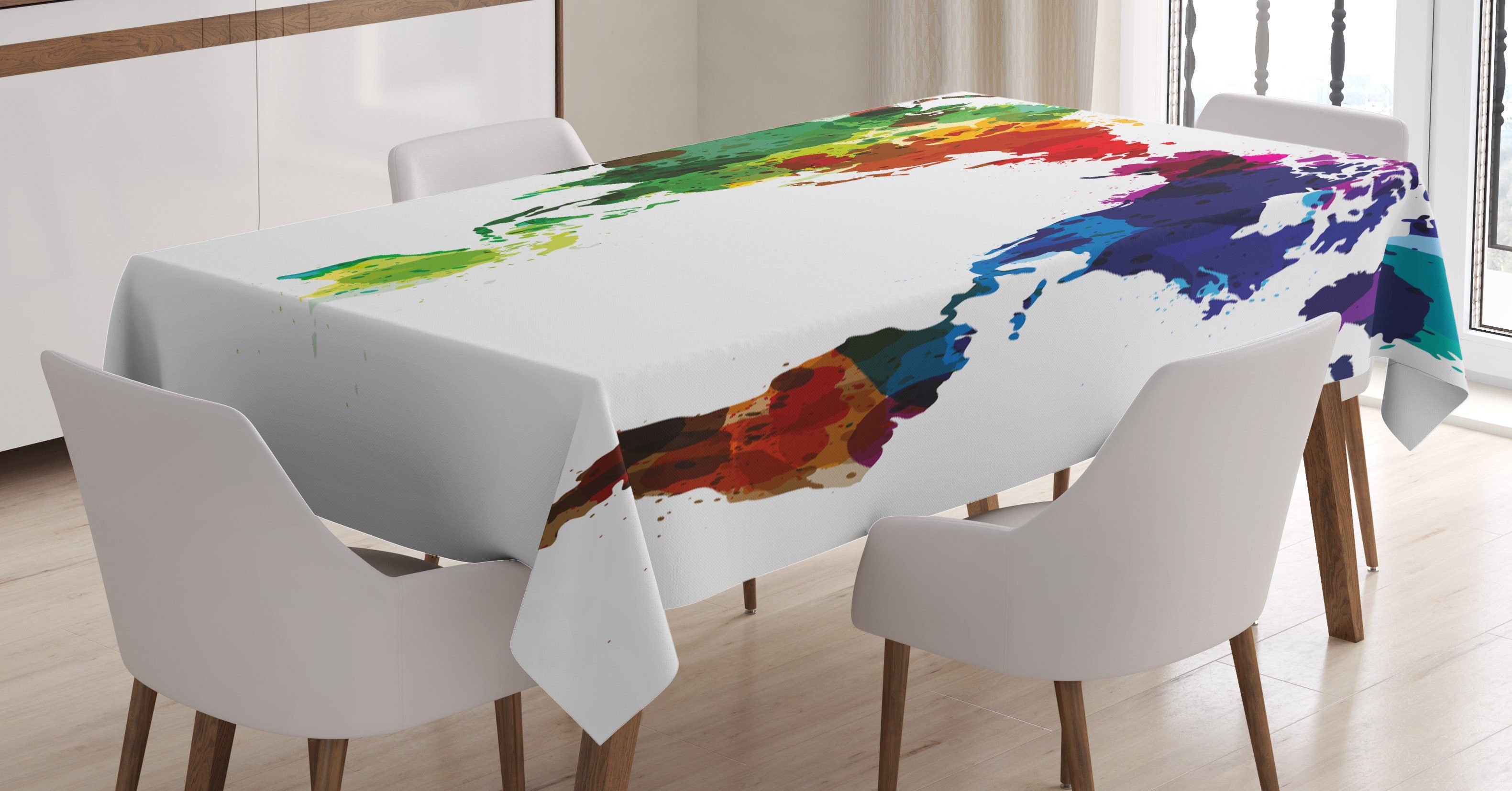 Abakuhaus Tischdecke Farbfest Waschbar Für den Außen Bereich geeignet Klare Farben, Bunt Abstrakt Wold Map