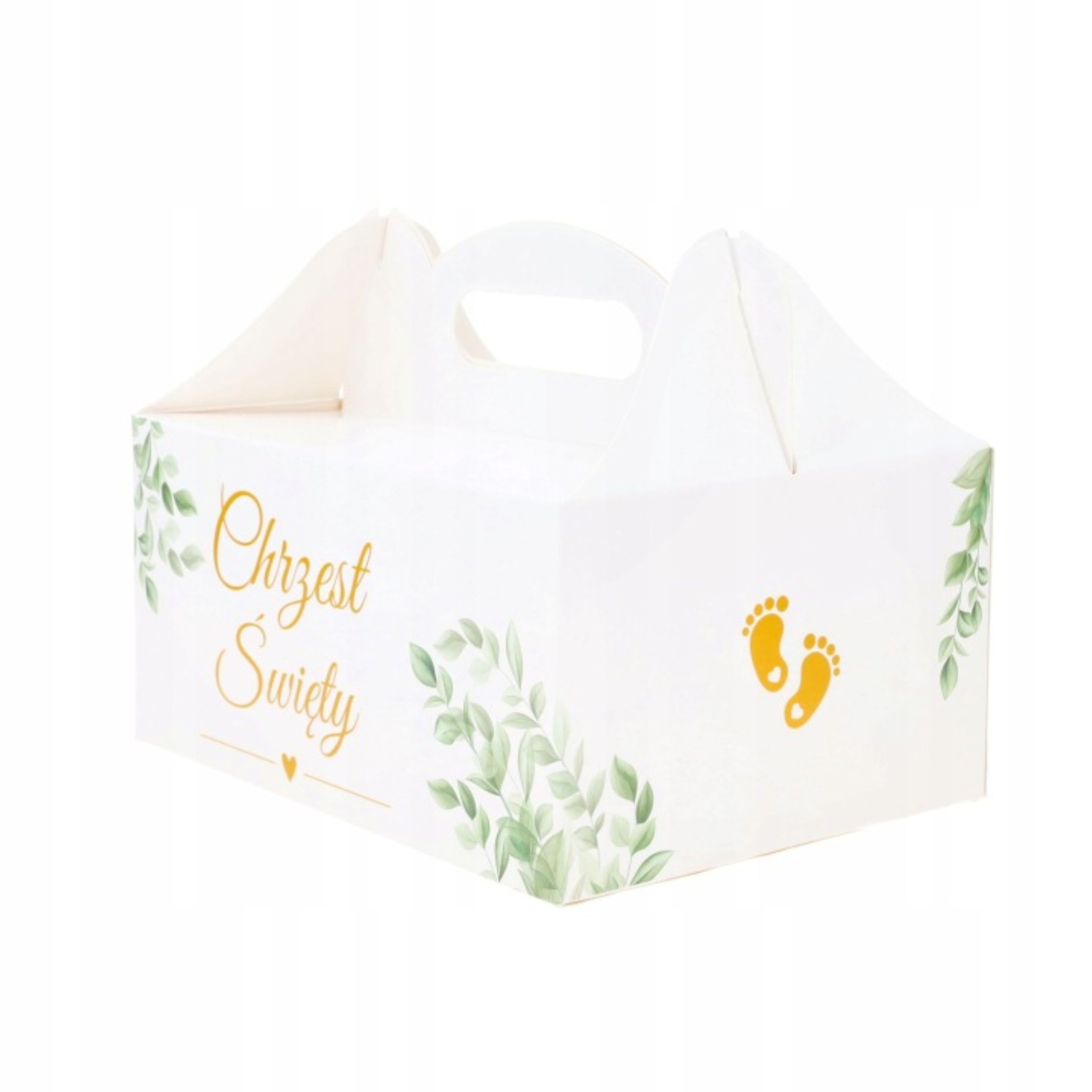 Festivalartikel Taufkarte Kuchenbox Taufe 10 Stk Weiß Gold Gastgeschenk Taufe Box