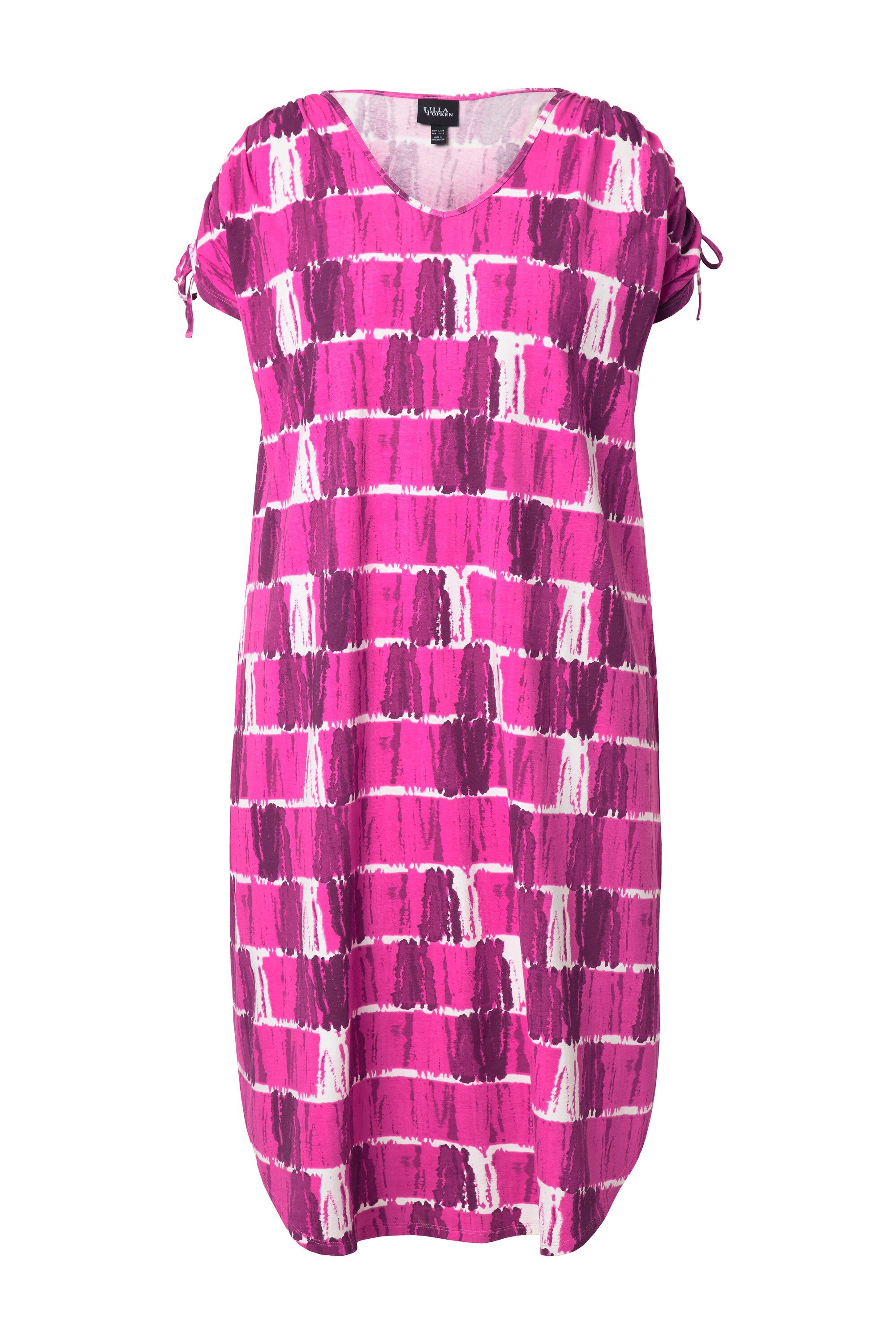 Ulla Popken Jerseykleid Midi-Jerseykleidm Batikstreifen V-Ausschnitt günstig online kaufen