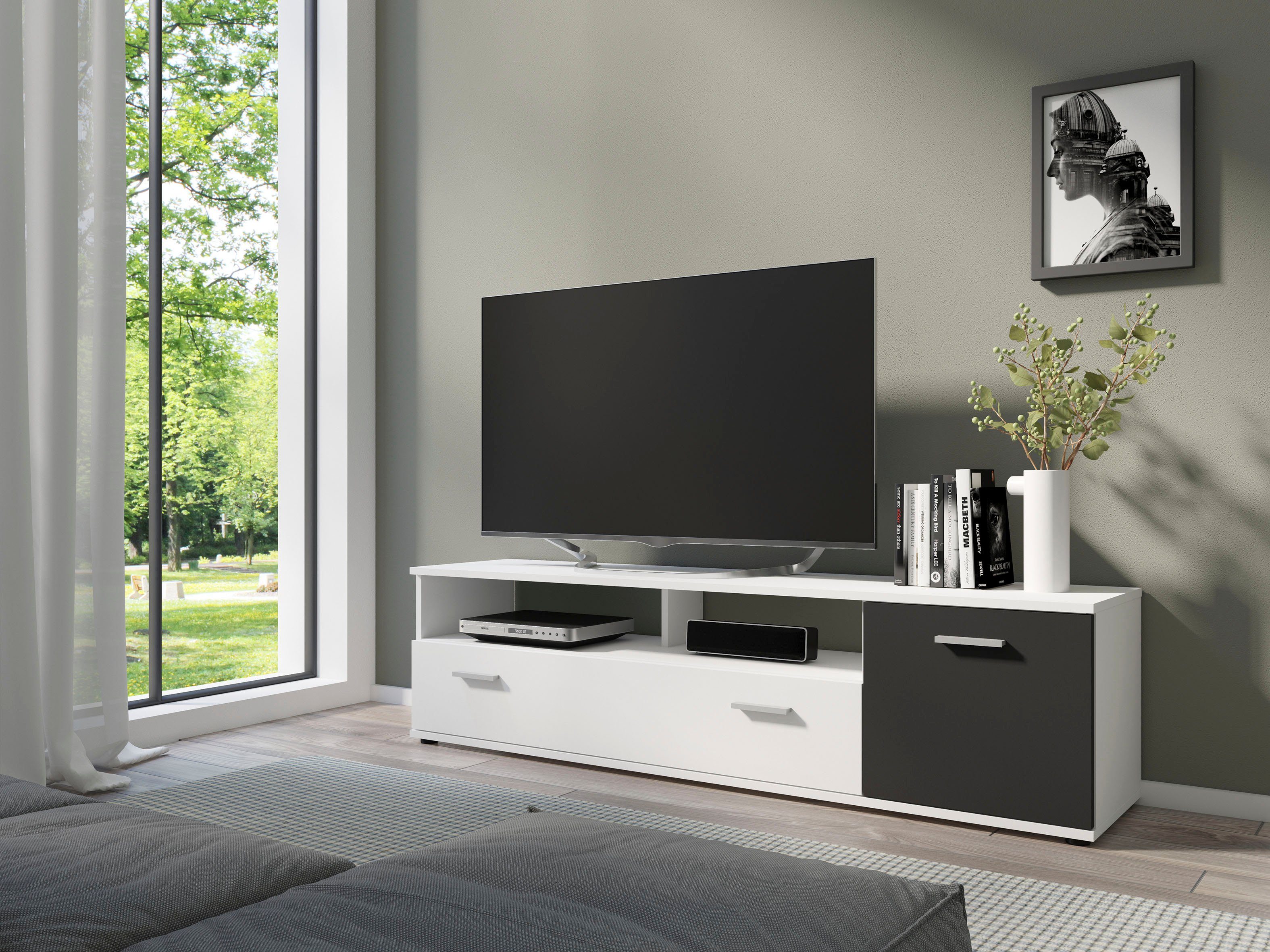 Weiss/schwarz 150 Justus, ca. Breite cm Weiss TV-Board | Homexperts