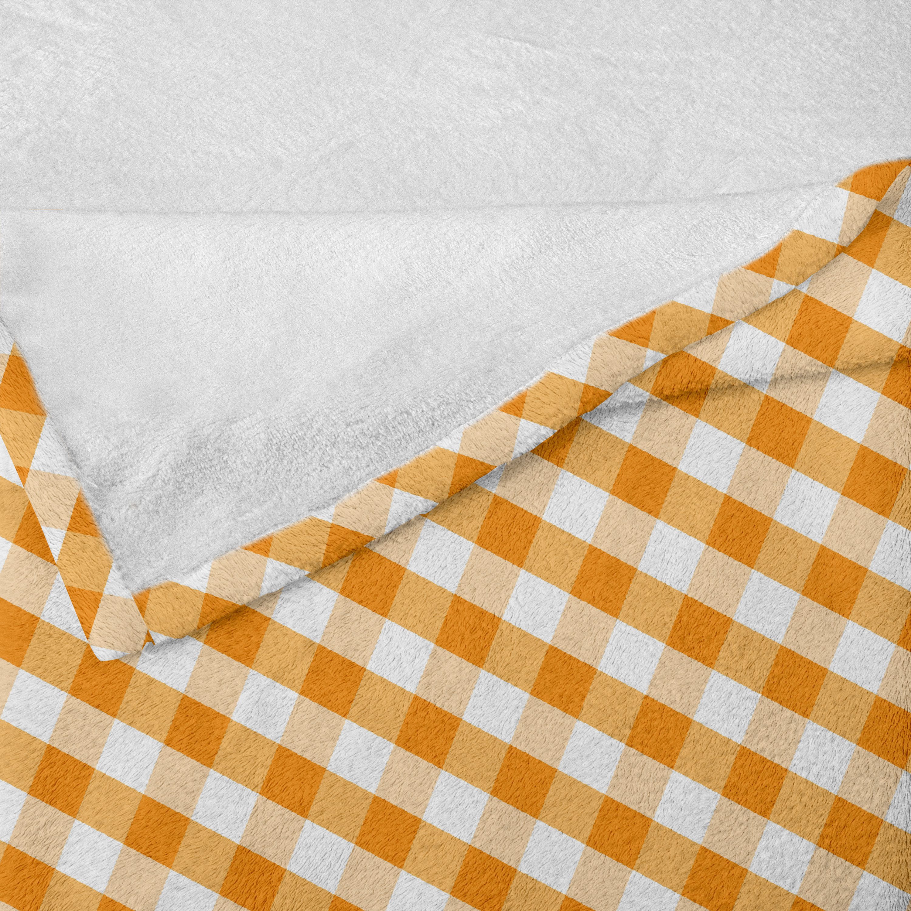 Wohndecke Gemütlicher Plüsch für den Innen- und Außenbereich, Abakuhaus, Kariert Orange Gingham Tile