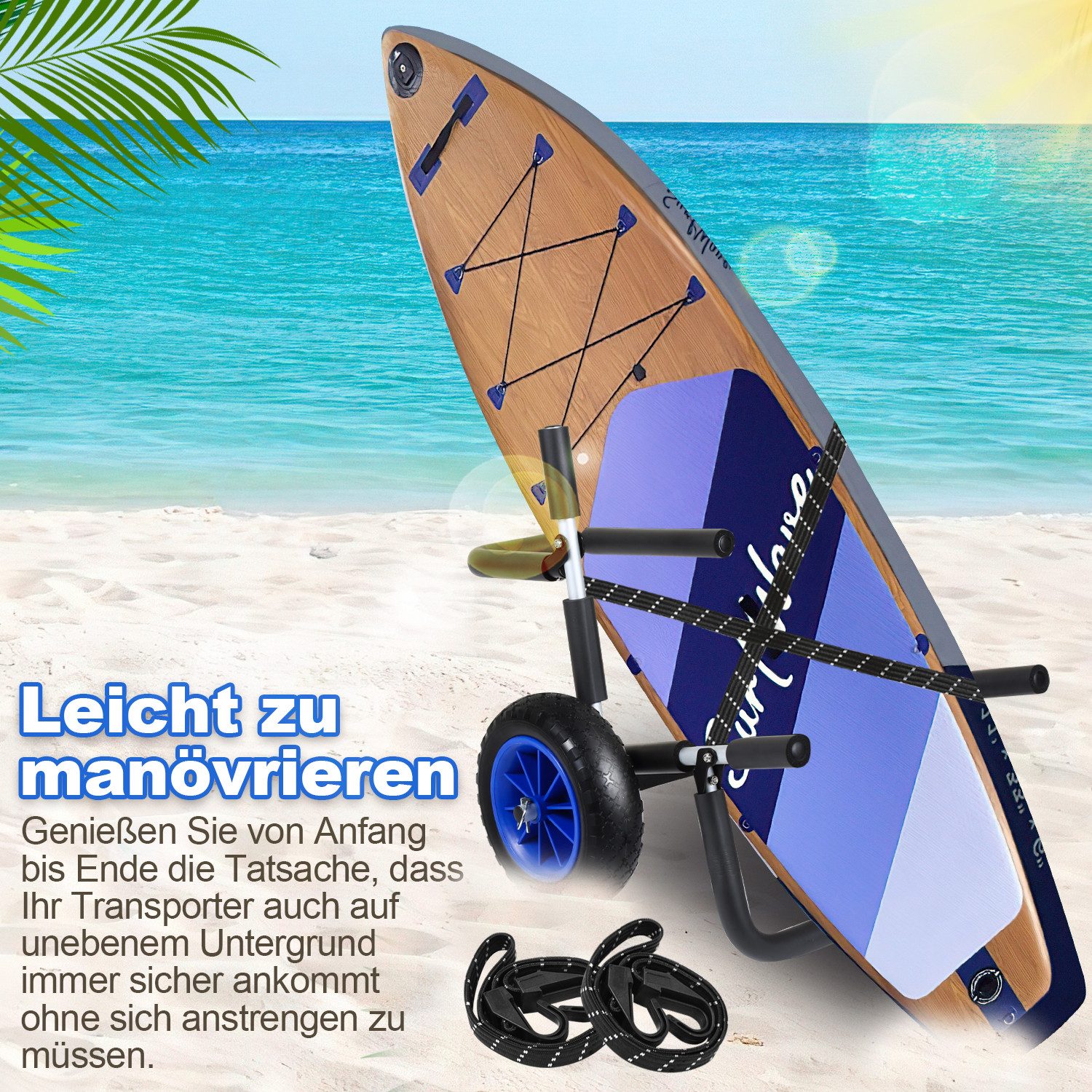 Clanmacy SUP-Transportwagen SUP Transportwagen Surfboard klappbarer Doppelt bis 80kg für SUP Board