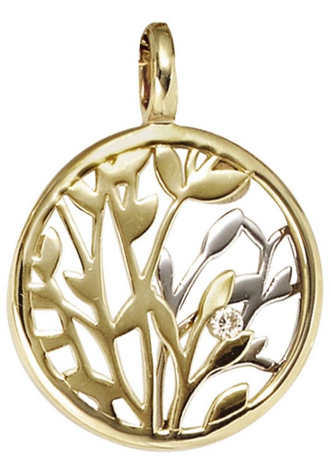 JOBO Runder Anhänger, 585 Gold bicolor ... JOBO Runder Anhänger, 585 Gold bicolor ...