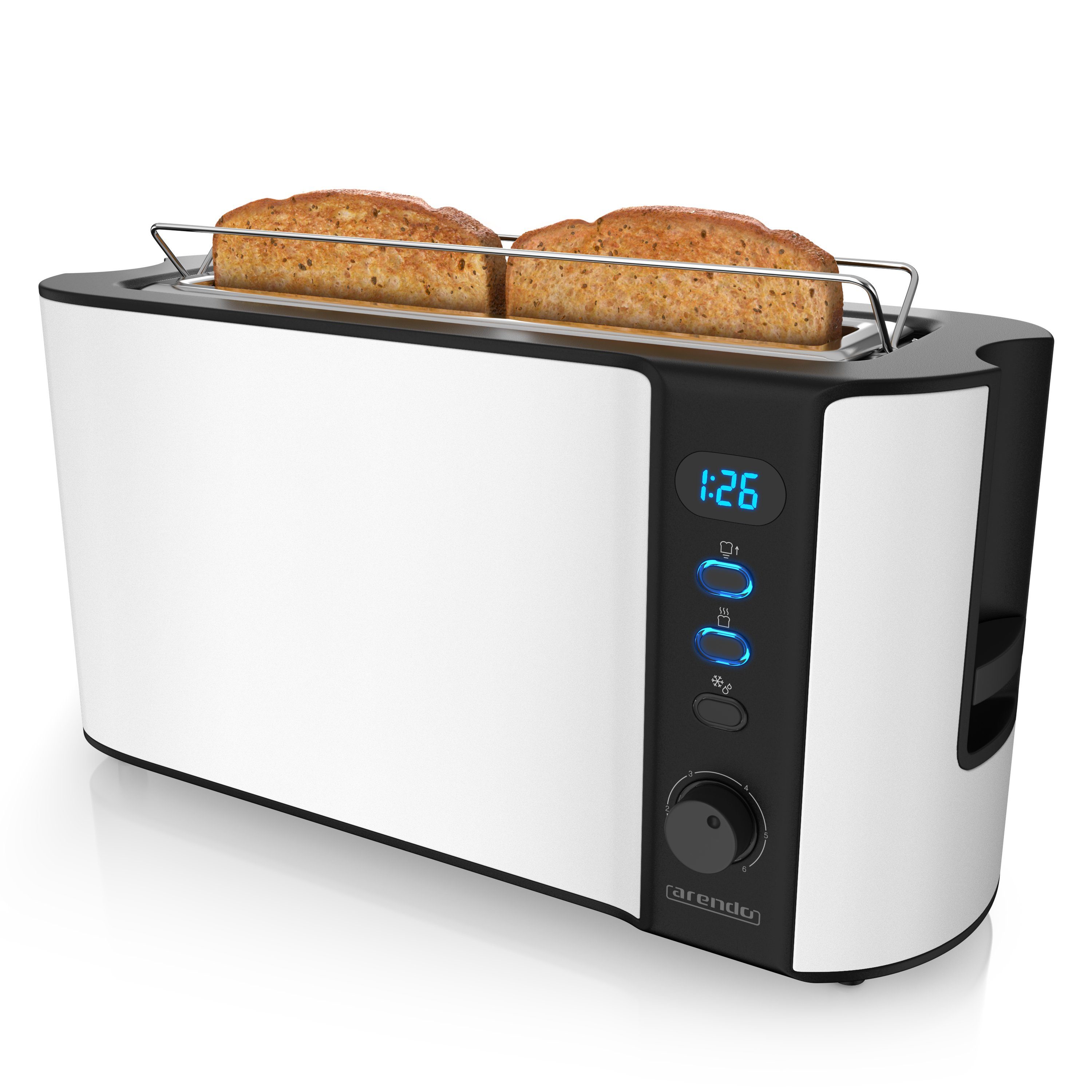 Arendo Toaster, 1 langer Schlitz, für 2 Scheiben, 1000 W, Automatik 2