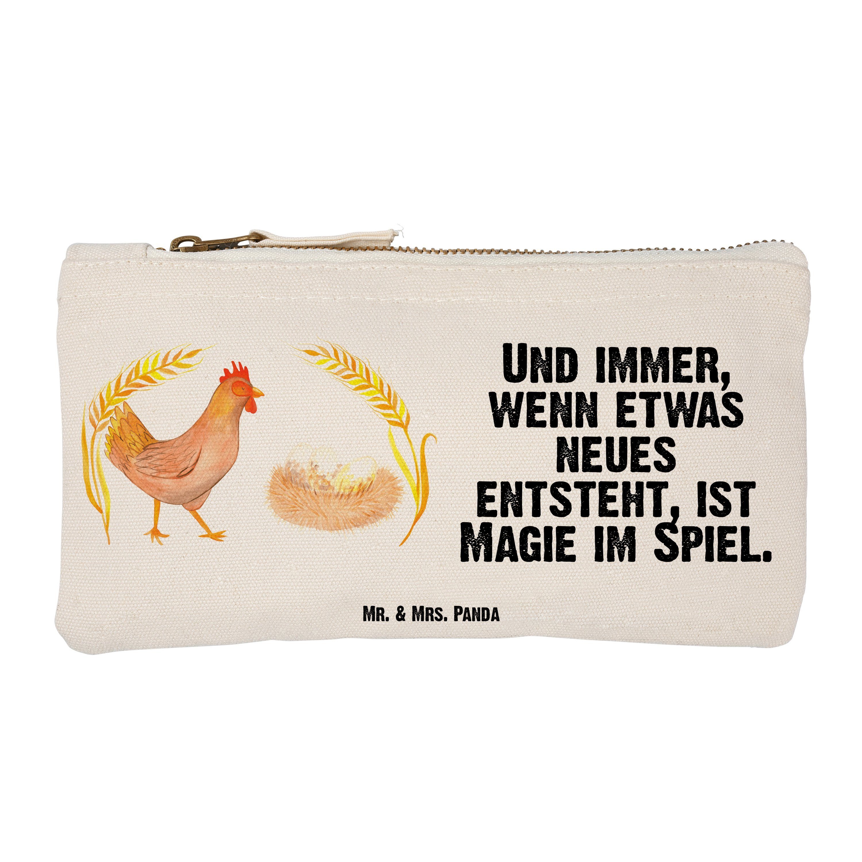 Mr. & Mrs. Panda Kosmetiktasche Huhn Stolz, Kulturbeutel Größe S Klein, Weiß, Stoffbeutel, Schwangers (Packung), Motivation Mäppchen Hühner