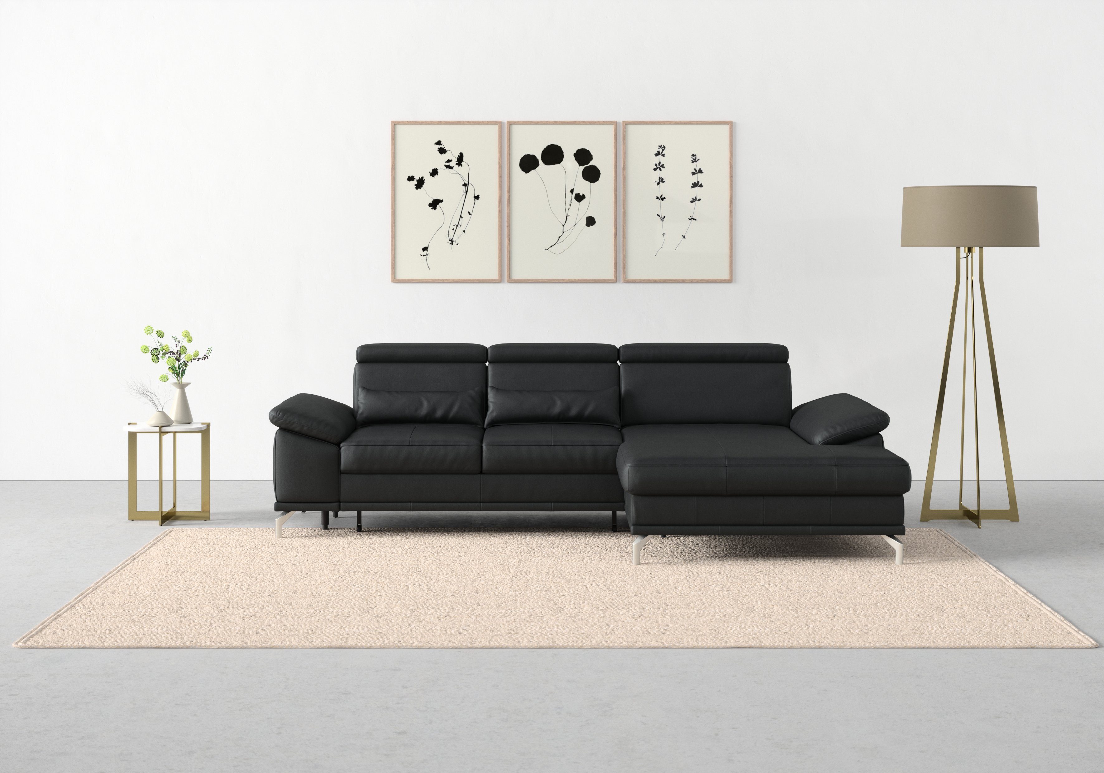 sit&more Ecksofa Cabrio L-Form, B: 295 cm, mit Sitztiefen-, Arm- & Kopfteilverstellung, 2 Nierenkissen, Federkern, optional Schlaffunktion und Stauraum