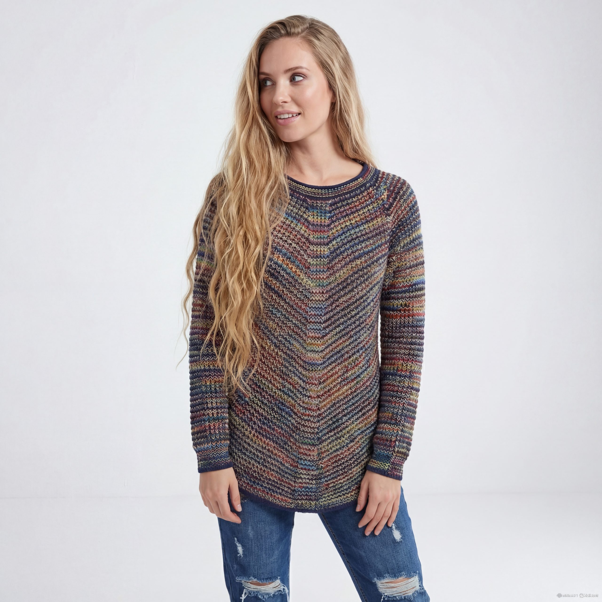 Strickpullover Damen Strickpullover mit Rundhalsausschnitt