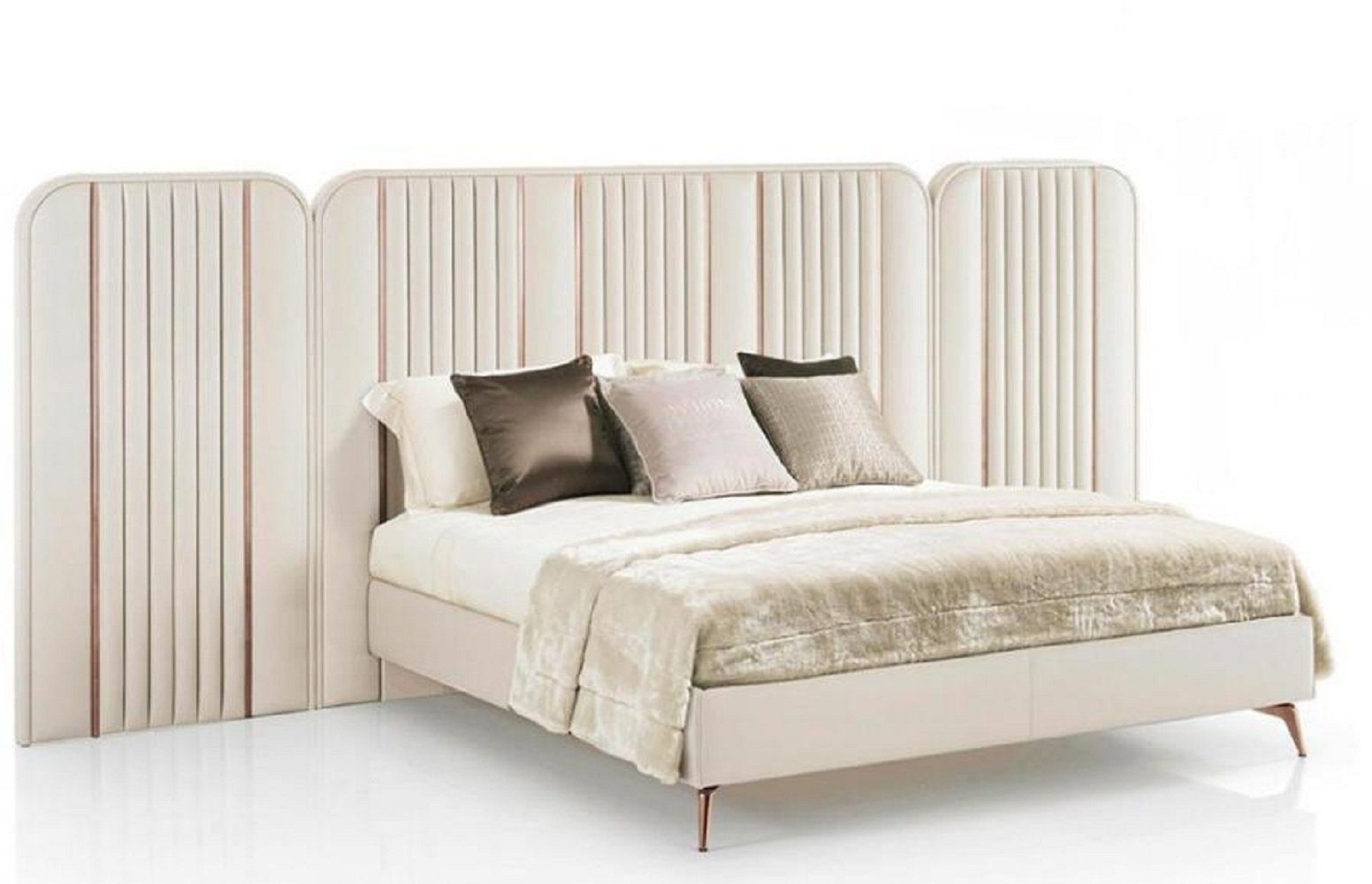 Bett), Europa Bett in (1-tlg., 1x Bett Beiges Bettgestell JVmoebel Kingsize Luxus Schlafzimmer Doppelbett Made